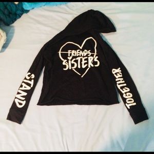 Girls cropped black sweatshirt with a quote